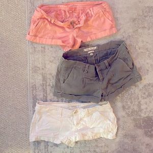 Lot of 3 Y2K Vintage Low Rise Stretchy Short Shorts Abercrombie, Hollister
